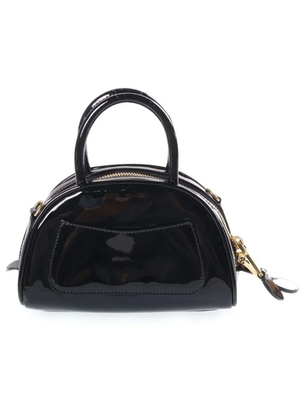 Miu Miu Patent Leather Mini Top Handle Shoulder Bag Gold Black